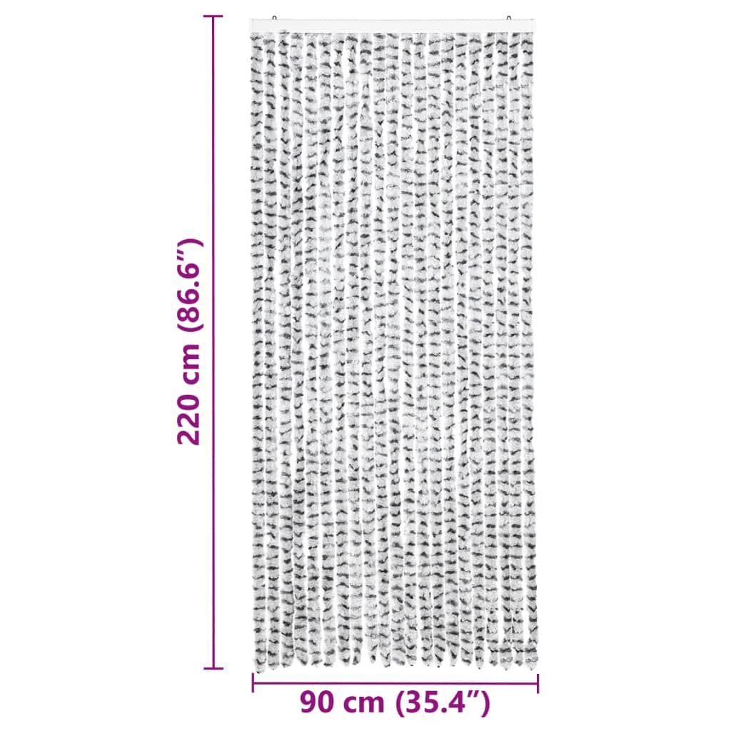 vidaXL Σήτα - Κουρτίνα Πόρτας Ανοιχτό / Σκούρο Γκρι 90 x 220 εκ. Σενίλ