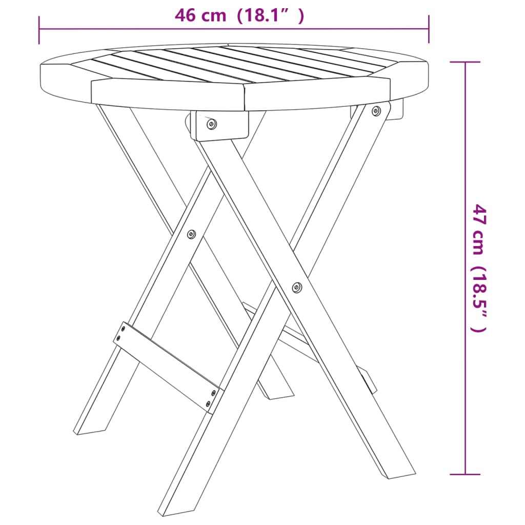 vidaXL Τραπέζι Bistro Ø46 x 47 εκ. από Μασίφ Ξύλο Ακακίας
