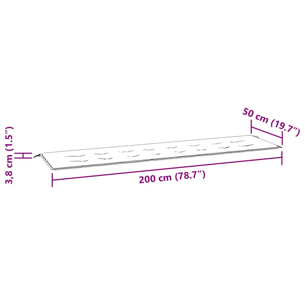 vidaXL Μαξιλάρι Πάγκου Κήπου Μπλε Ρουά 200x50x4 εκ. Ύφασμα Oxford