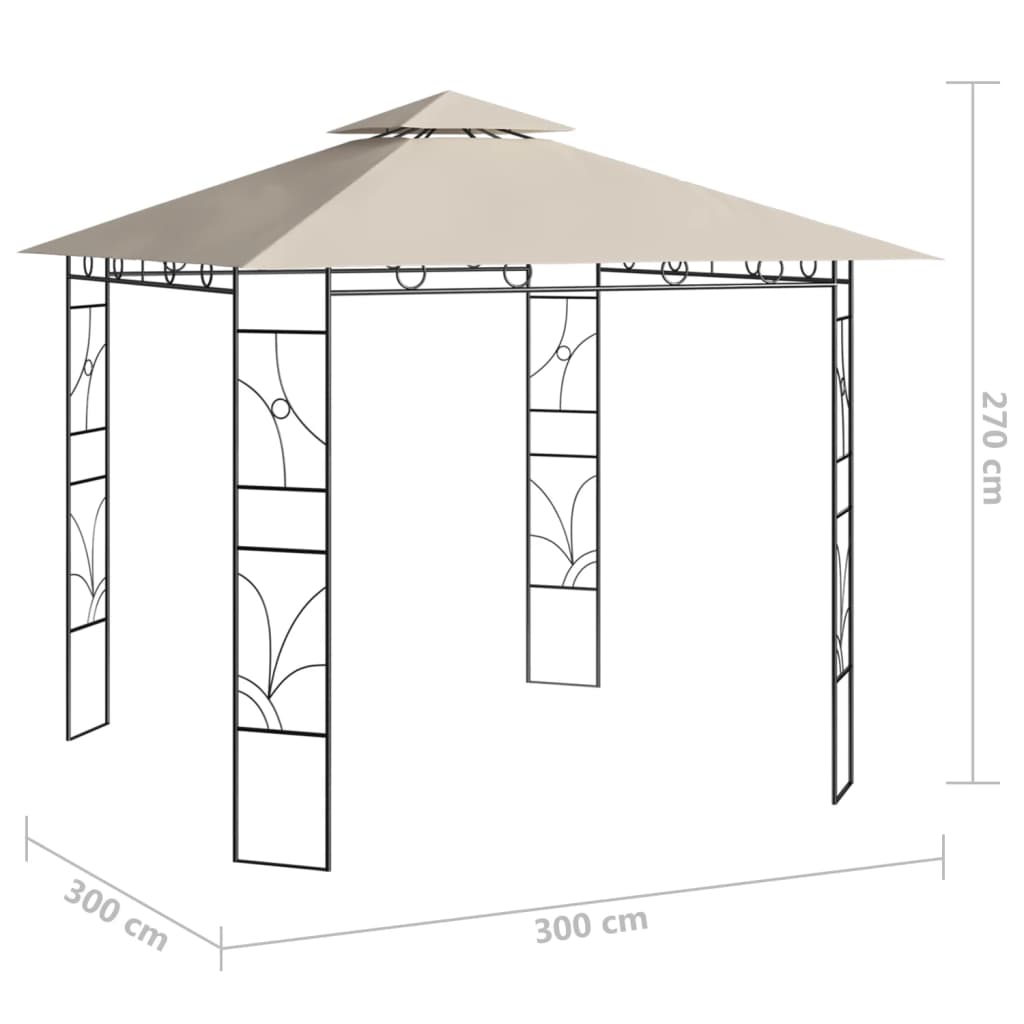 vidaXL Κιόσκι Κρεμ 3 x 3 x 2,7 μ. 160 γρ./μ²
