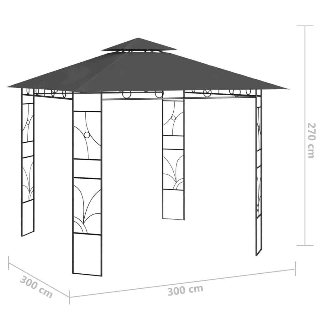 vidaXL Κιόσκι Ανθρακί 3 x 3 x 2,7 μ. 160 γρ./μ²