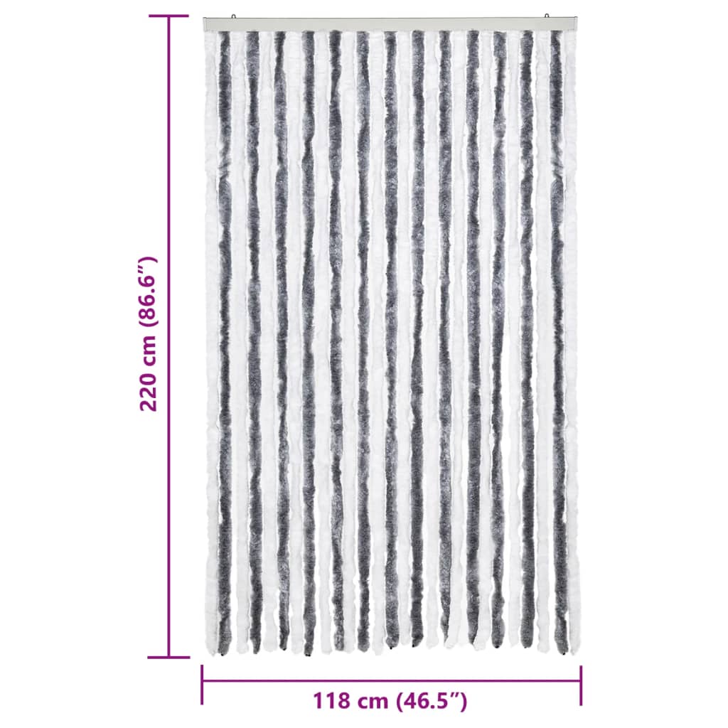 vidaXL Σήτα - Κουρτίνα Πόρτας Γκρι / Λευκό 118 x 220 εκ. από Σενίλ