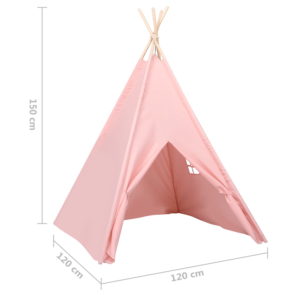 vidaXL Σκηνή Teepee Παιδική Ροζ 120x120x150 εκ. Peach Skin με Σάκο