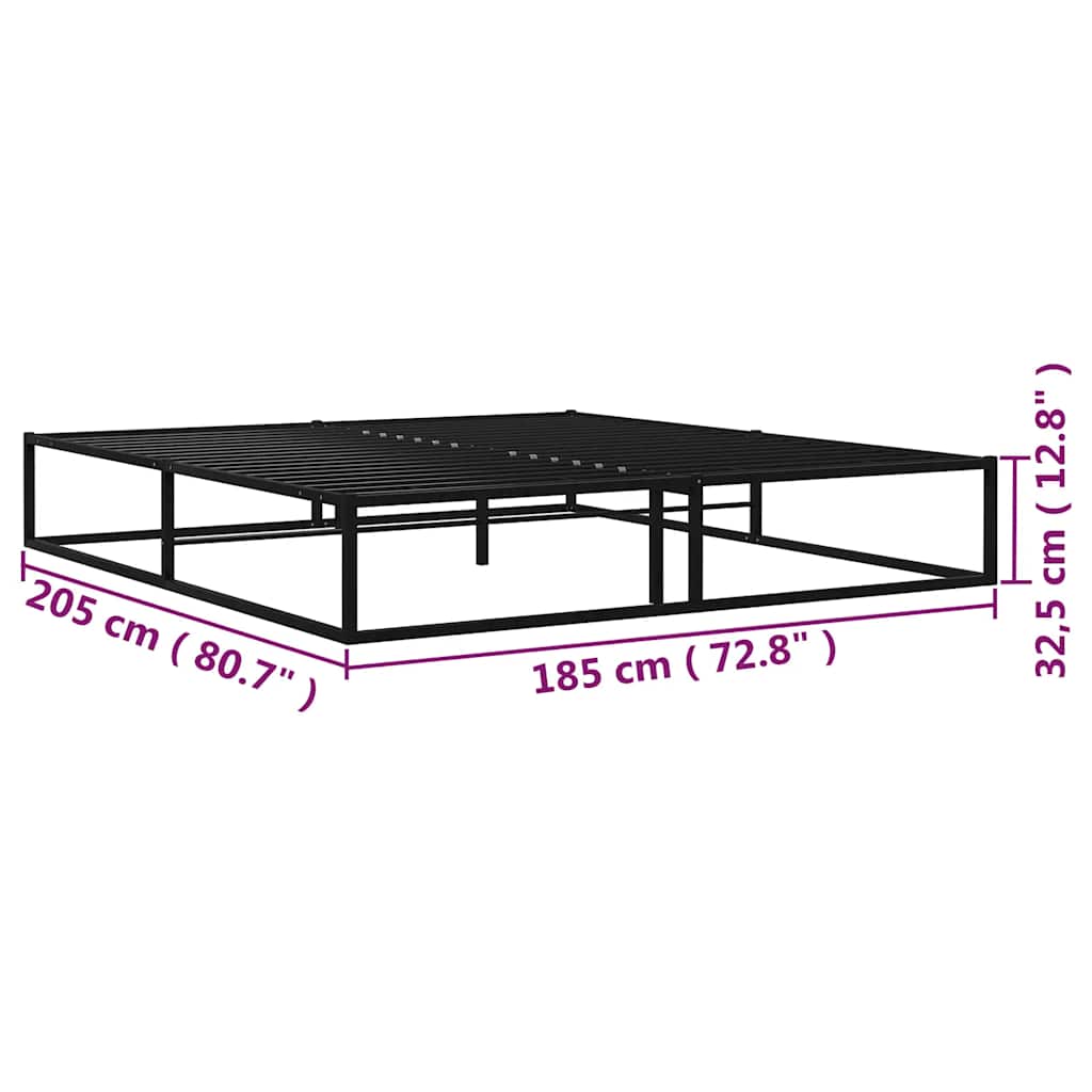 vidaXL Πλαίσιο Κρεβατιού Μαύρο 180 x 200 εκ. Μεταλλικό