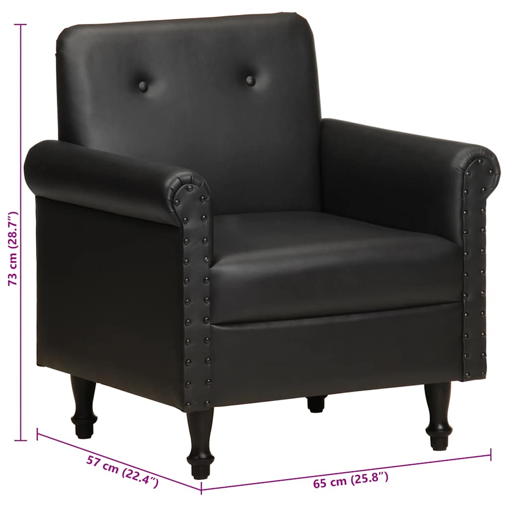 vidaXL Πολυθρόνα Μπάρελ Μαύρη από Γνήσιο Δέρμα