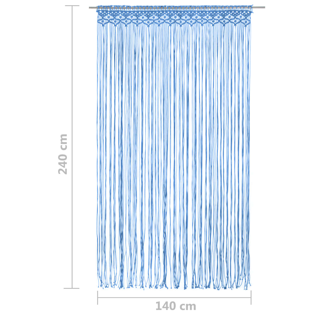 vidaXL Κουρτίνα Μακραμέ Μπλε 140 x 240 εκ. Βαμβακερή