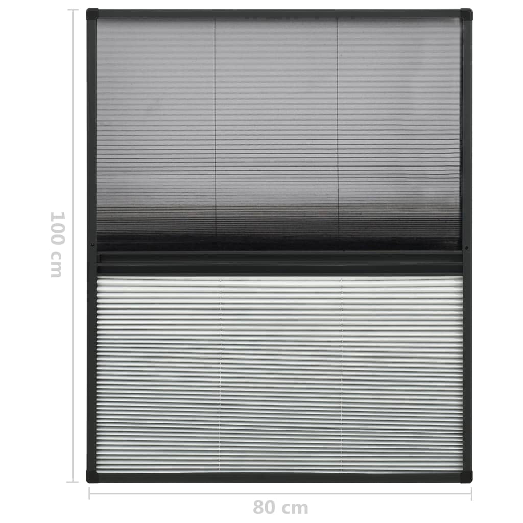 vidaXL Σήτα Παραθύρου Πλισέ με Σκίαστρο 80 x 100 εκ. Αλουμινίου