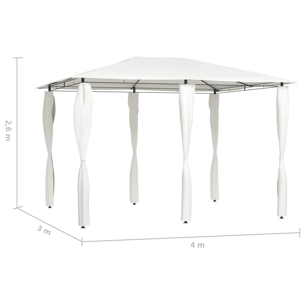 vidaXL Κιόσκι με Καλύμματα Στύλων Κρεμ 3 x 4 x 2,6 μ. 160 γρ./μ²