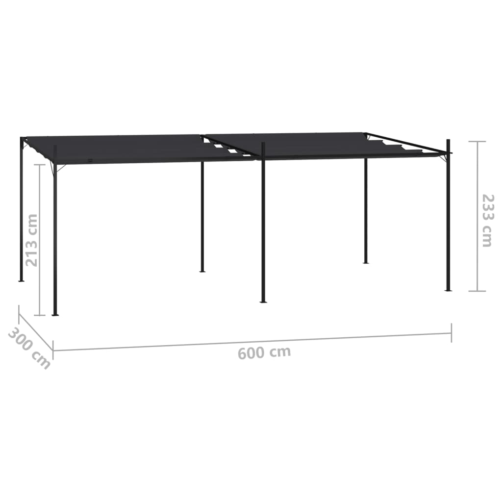 vidaXL Κιόσκι με Πτυσσόμενη Οροφή Ανθρακί 600 x 300 x 233 εκ.