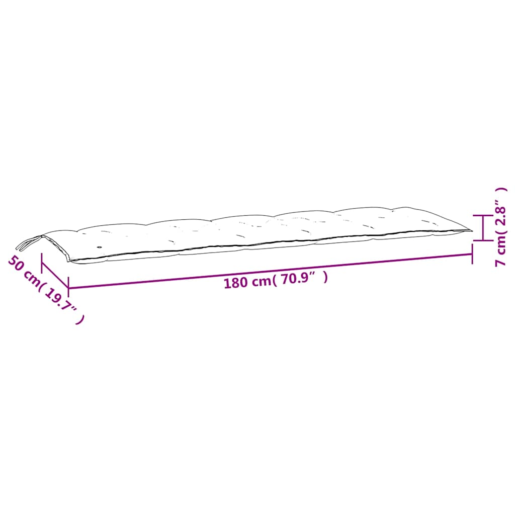 vidaXL Μαξιλάρι Πάγκου Κήπου Ανθρακί 180x50x7 εκ. Ύφασμα Oxford