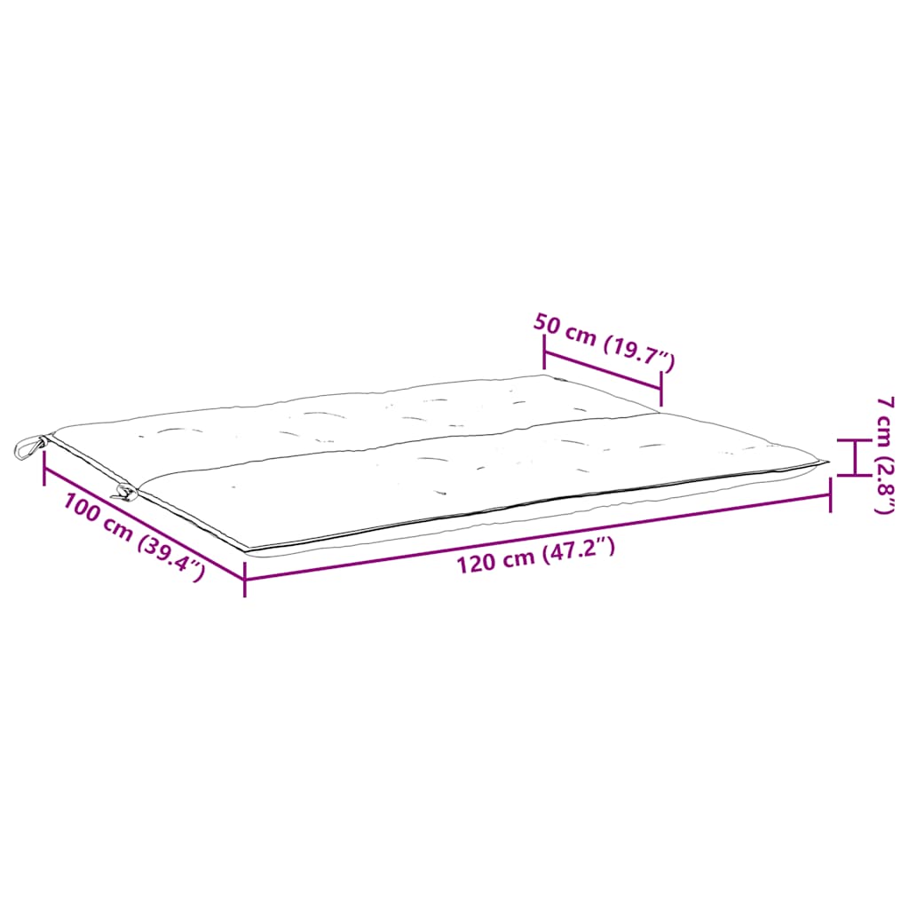 vidaXL Μαξιλάρι Πάγκου Κήπου Κρεμ Λευκό 120x(50+50)x7εκ. Ύφασμα Oxford