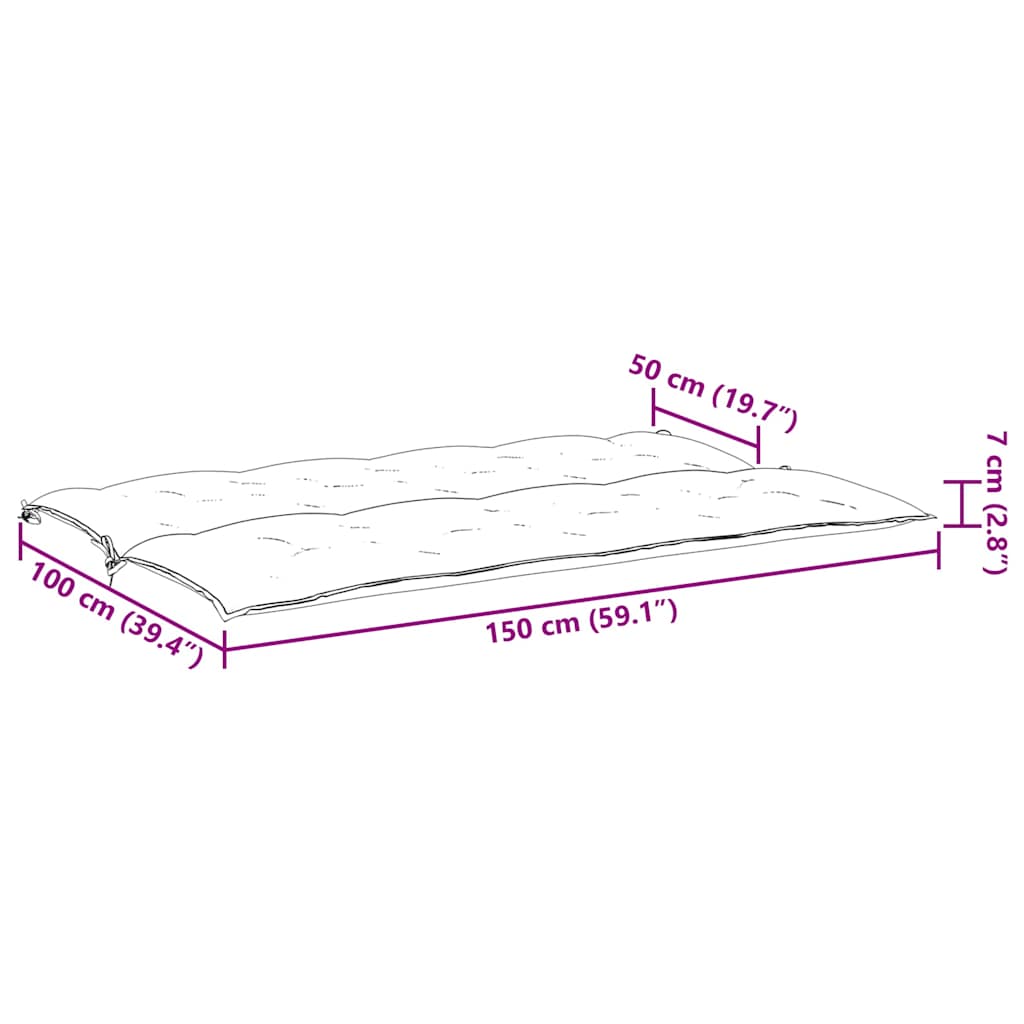 vidaXL Μαξιλάρι Πάγκου Κήπου Γαλάζιο 150x(50+50)x7 εκ. Ύφασμα Oxford