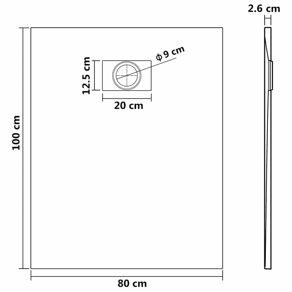 vidaXL Βάση Ντουζιέρας Καφέ 100 x 80 εκ. από SMC