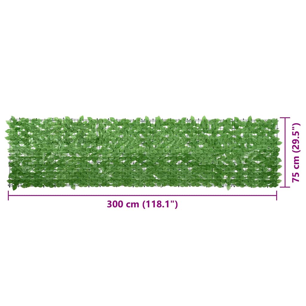 vidaXL Διαχωριστικό Βεράντας με Πράσινα Φύλλα 300 x 75 εκ.