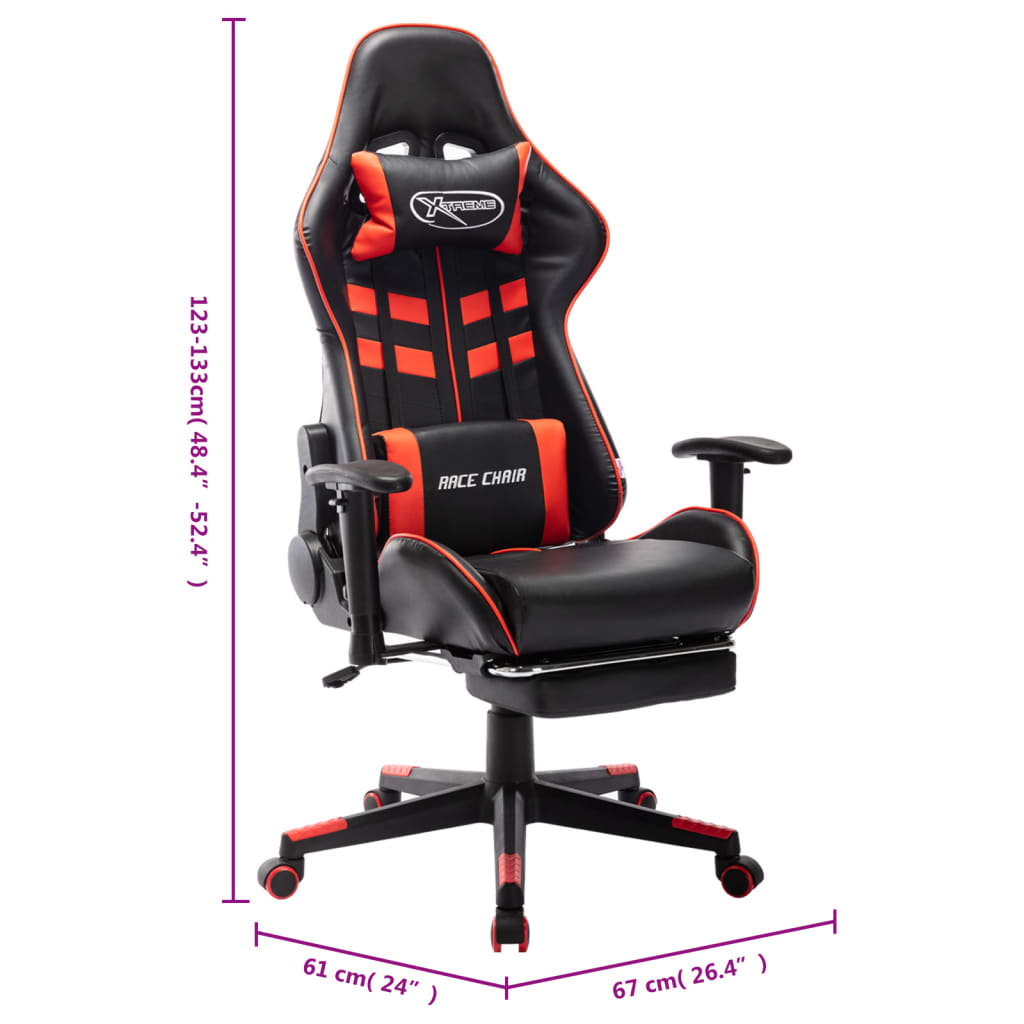 vidaXL Καρέκλα Gaming με Υποπόδιο Μαύρο / Κόκκινο από Συνθετικό Δέρμα