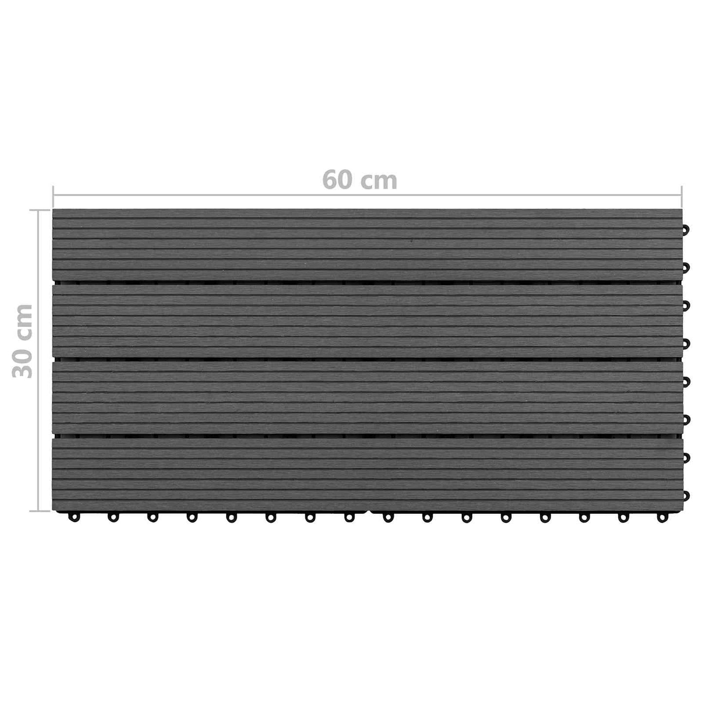 vidaXL Πλακάκι Δαπέδου 6 pcs Μαύρο 60 x 30 cm WPC