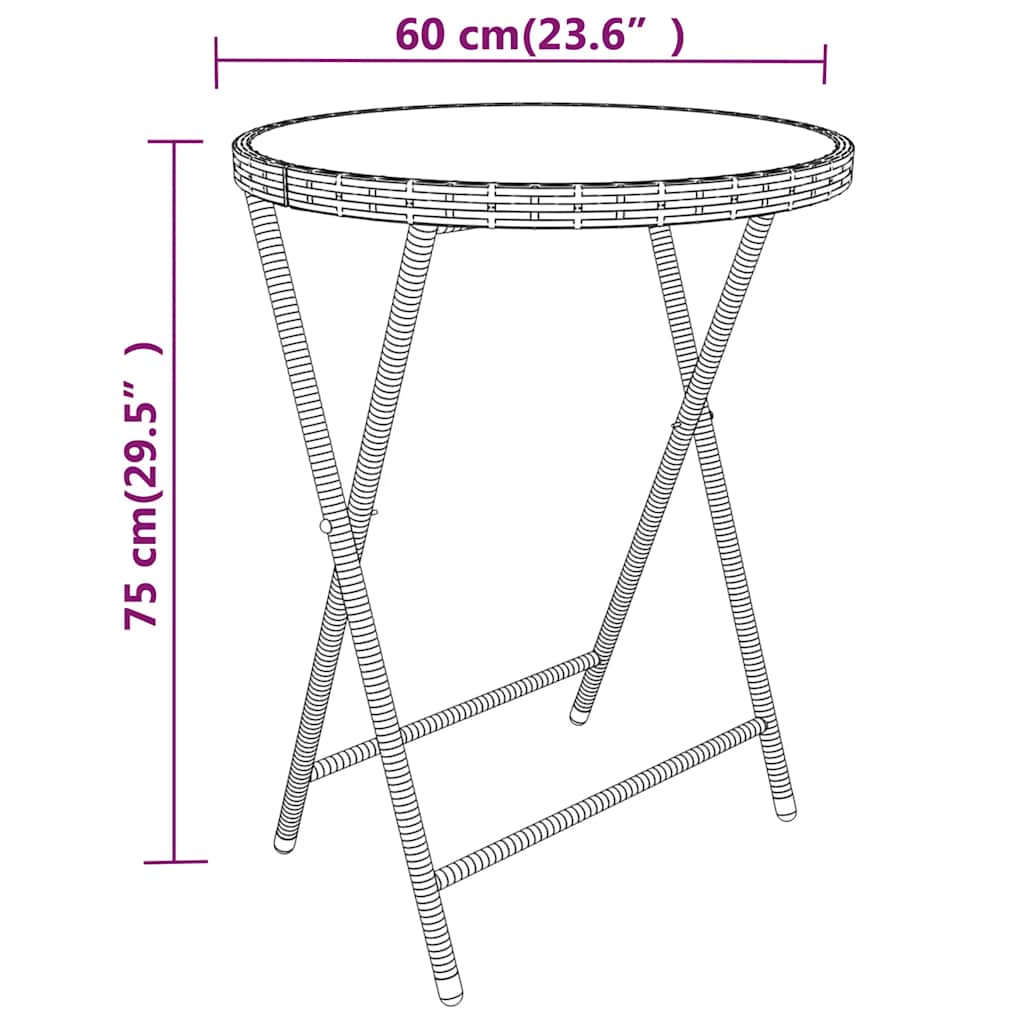 vidaXL Σετ Επίπλων Bistro Κήπου 5 τεμ. Γκρι Συνθ. Ρατάν/Ψημένο Γυαλί
