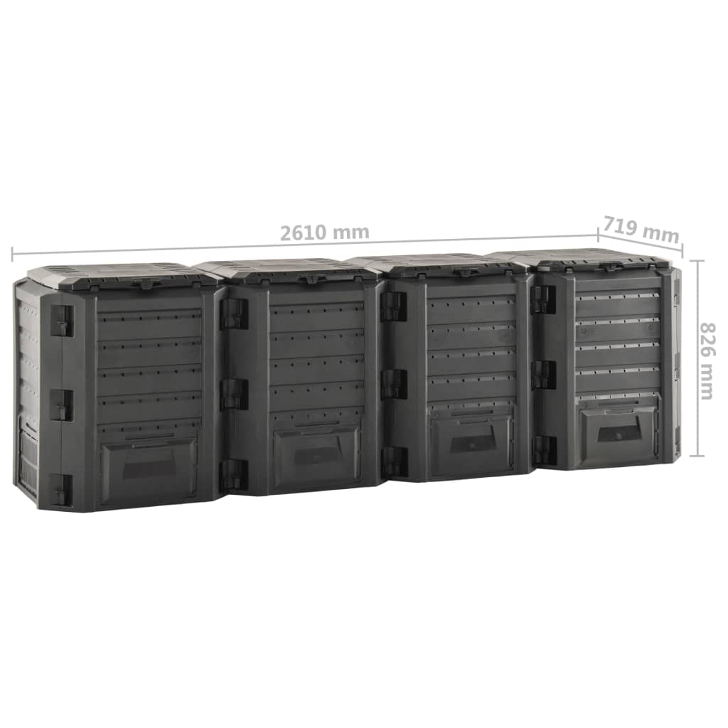 vidaXL Κάδος Κομποστοποίησης Μαύρος 1600 Λίτρων