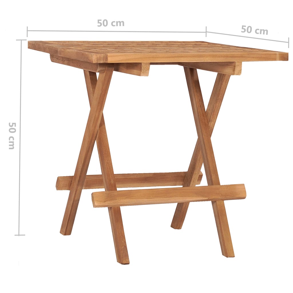vidaXL Τραπέζι Κήπου Πτυσσόμενο 50 x 50 x 50 εκ. από Μασίφ Ξύλο Teak