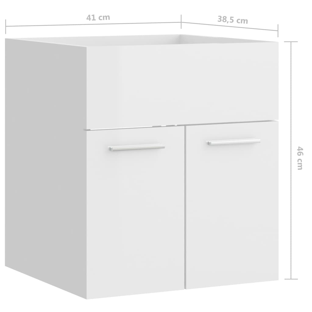 vidaXL Ντουλάπι Νιπτήρα Γυαλιστερό Λευκό 41x38,5x46 εκ από Επεξ. Ξύλο