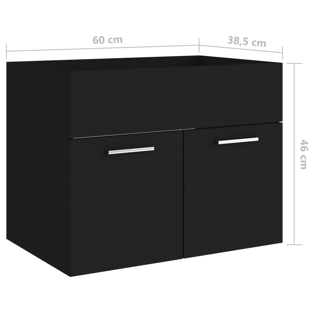 vidaXL Ντουλάπι Νιπτήρα Μαύρο 60x38,5x46 εκ. από Επεξεργασμένο Ξύλο