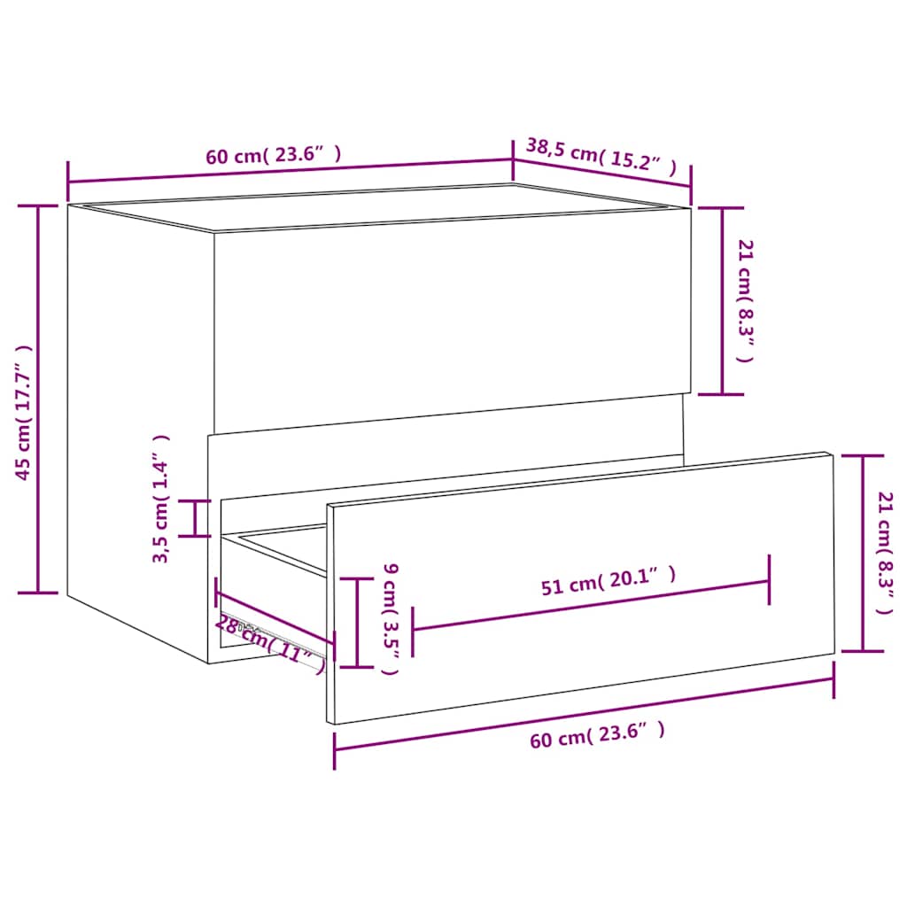 vidaXL Ντουλάπι Νιπτήρα Λευκό 60x38,5x45 εκ. από Επεξεργασμένο Ξύλο