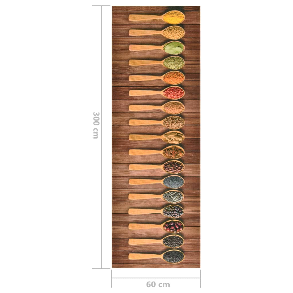 vidaXL Πατάκι Κουζίνας Σχέδιο Κουτάλια Πλενόμενο 60 x 300 εκ.