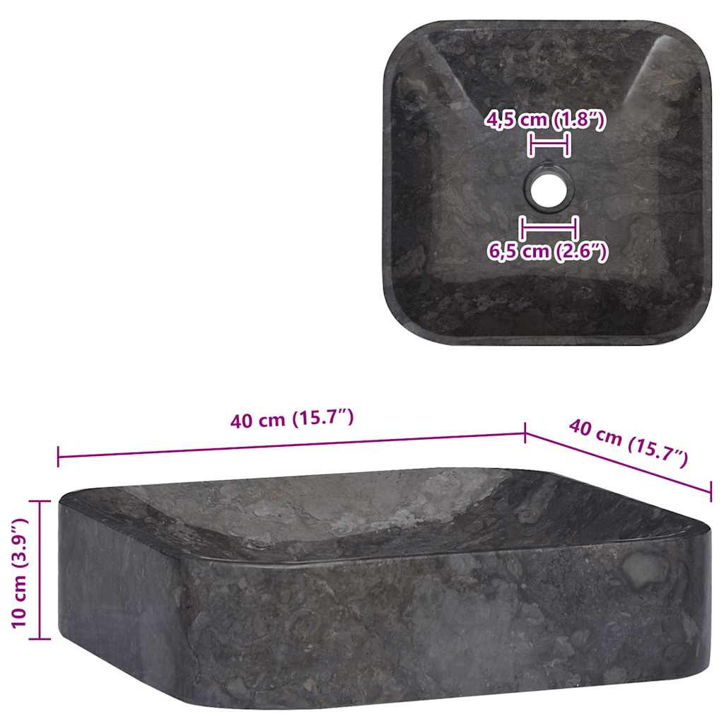 vidaXL Νιπτήρας Μαύρος 40 x 40 x 10 εκ. Μαρμάρινος