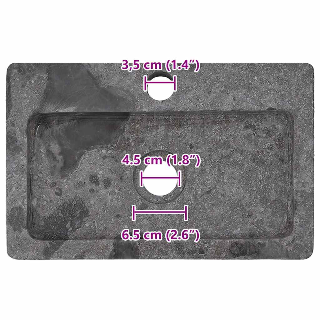 vidaXL Νιπτήρας Επιτοίχιος Γκρι 38 x 24 x 6,5 εκ. Μαρμάρινος