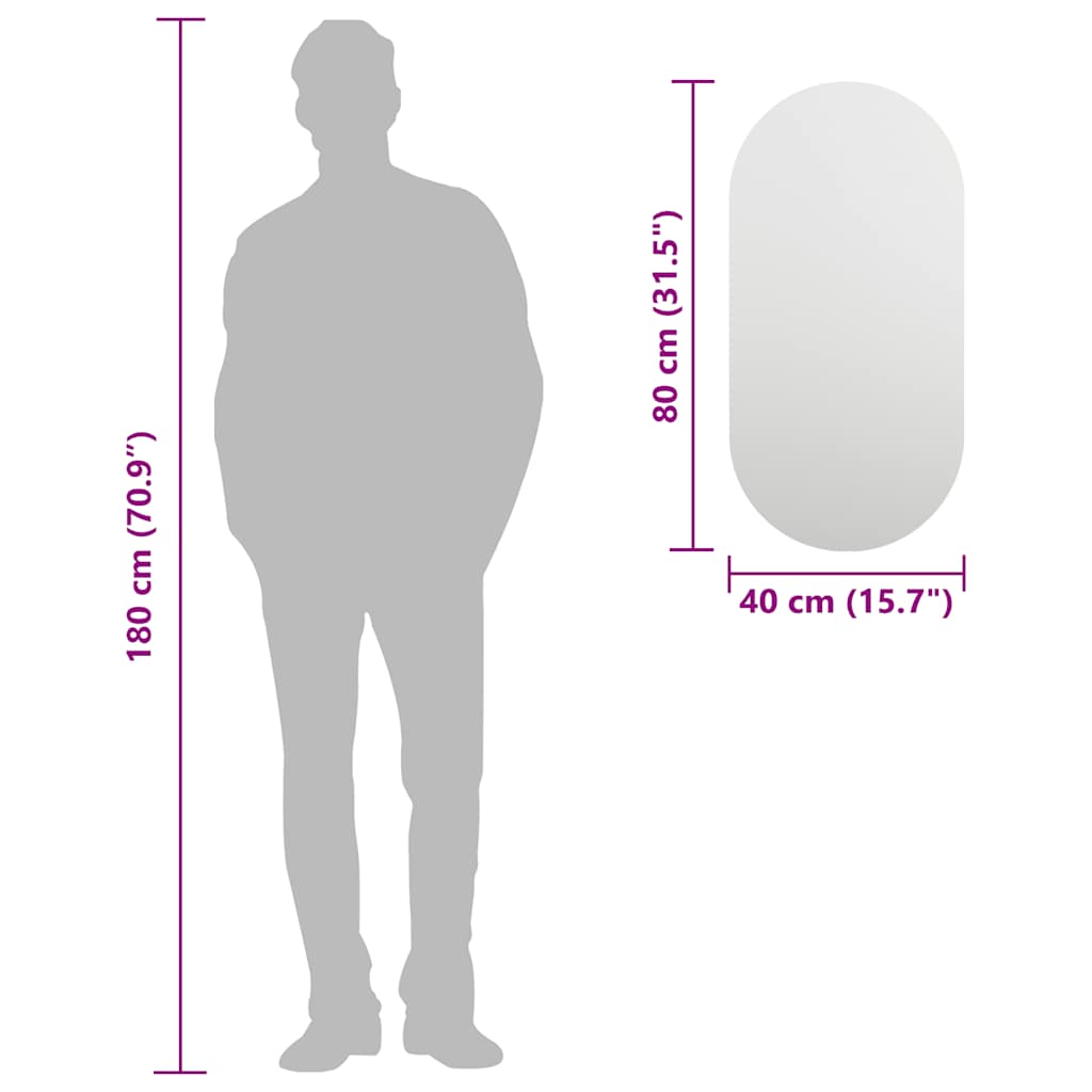vidaXL Καθρέφτης 80 x 40 εκ. Γυάλινος