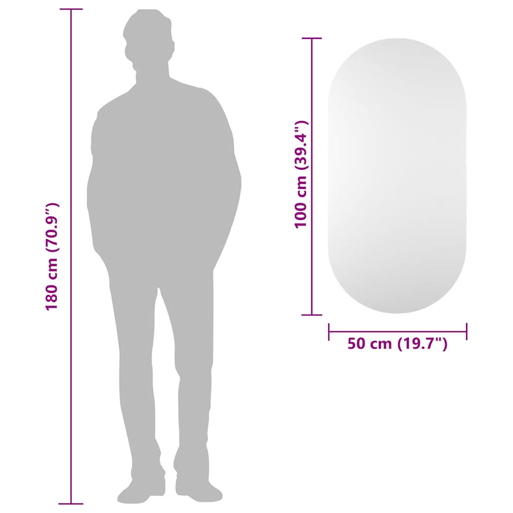 vidaXL Καθρέφτης 100 x 50 εκ. Γυάλινος