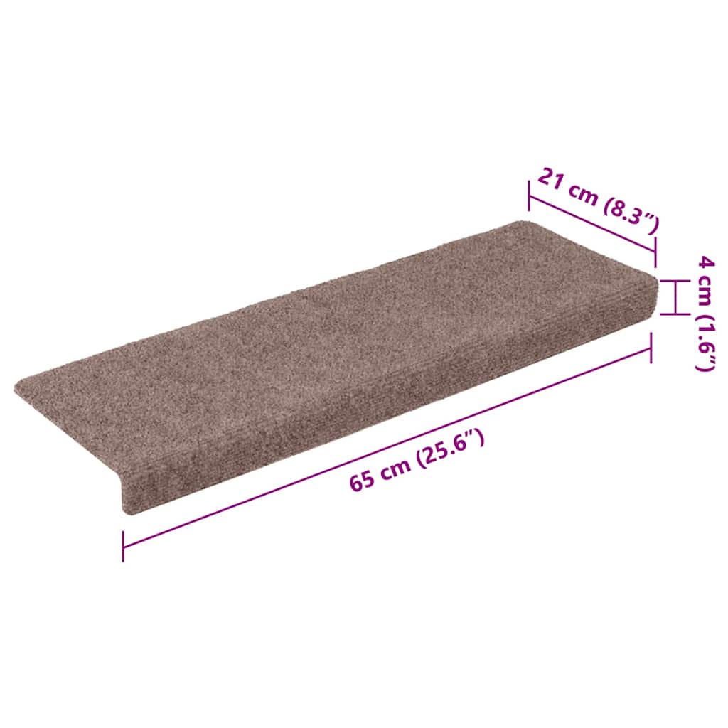 vidaXL Πατάκια Σκαλιών Αυτοκόλλητα 10 τεμ. 65x21x4 εκ. Ανοιχτό Καφέ Ορθογώνια Άκρη