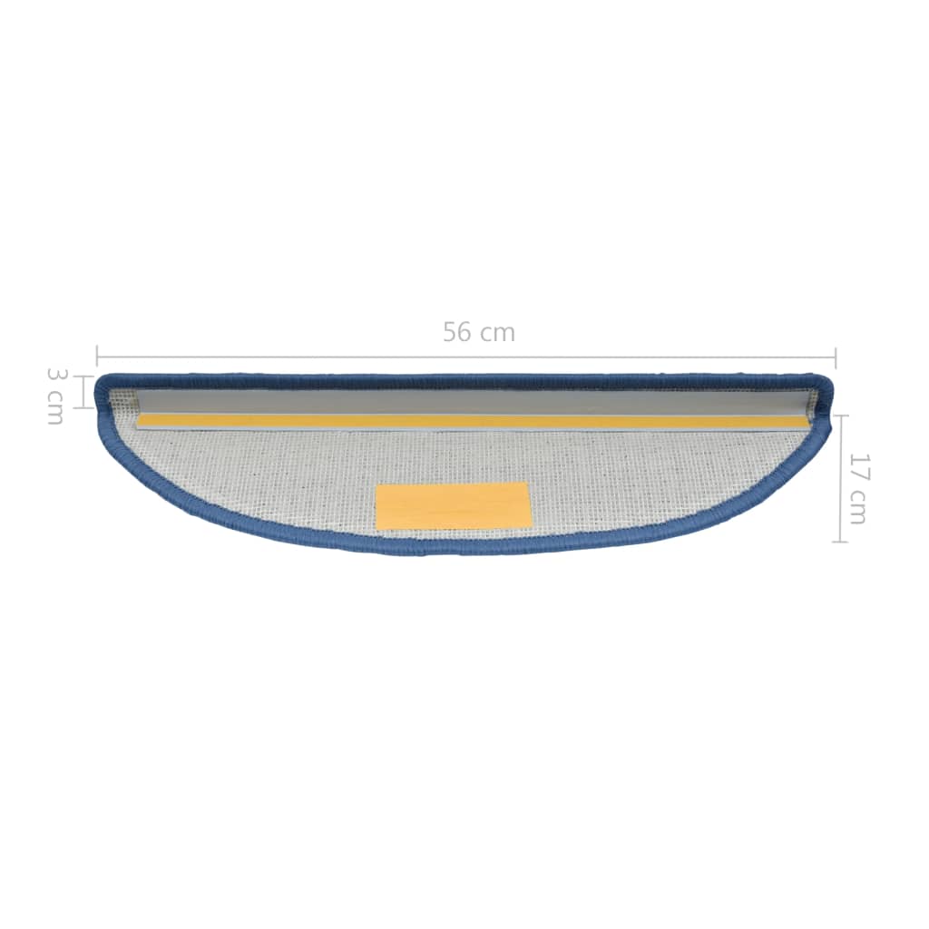 vidaXL Πατάκια Σκαλιών 10 τεμ. Μπλε Ημίστρογγυλά 56x17x3 εκ.