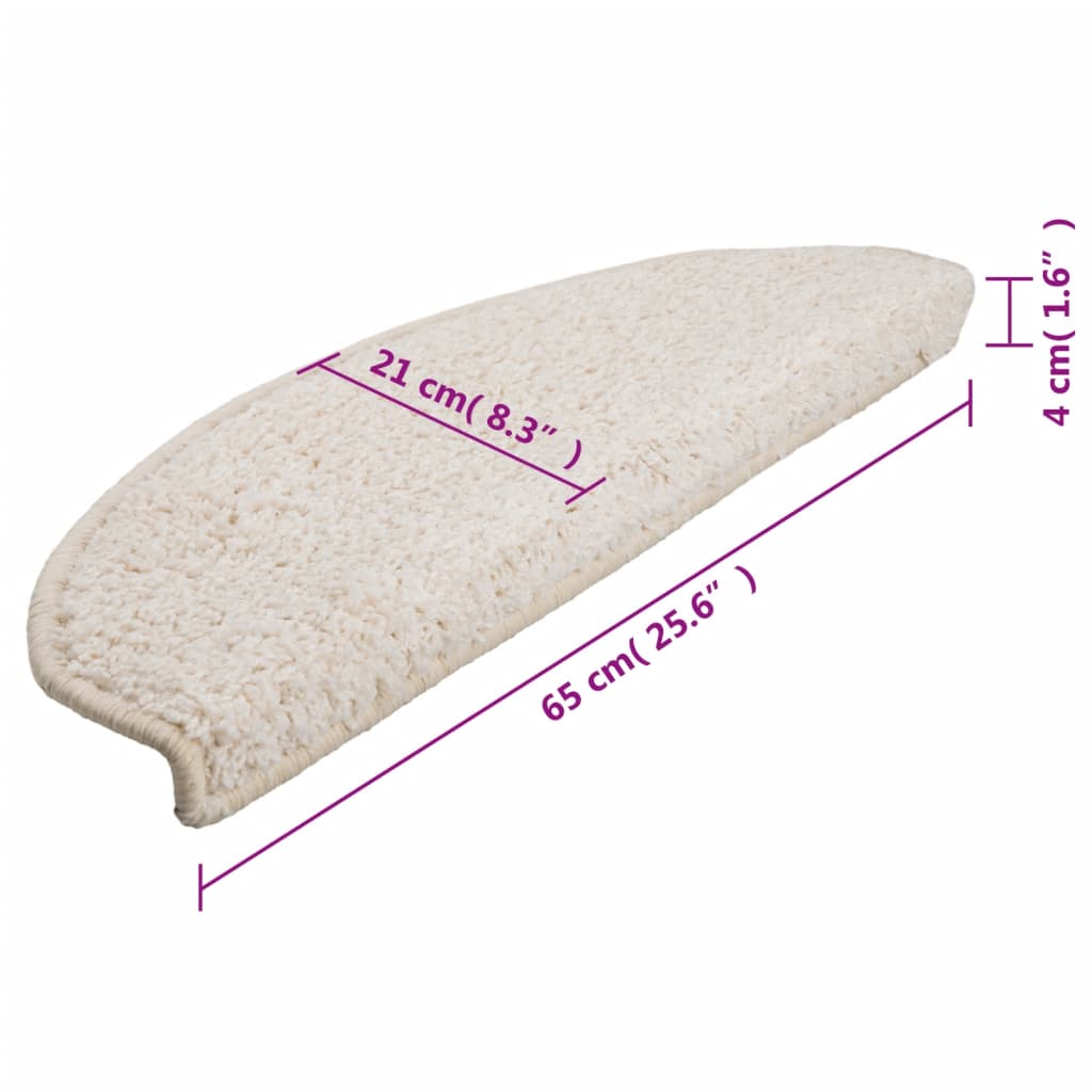 vidaXL Πατάκια Σκαλιών 10 τεμ. Λευκά Ημίστρογγυλά Μεγάλα 65x21x4 εκ.