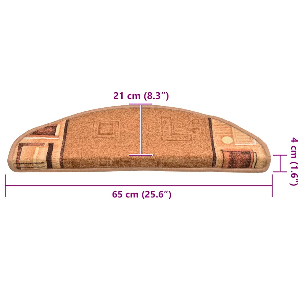 vidaXL Πατάκια Σκάλας Αυτοκόλλητα 10 τεμ. Μπεζ 65x21x4 εκ.