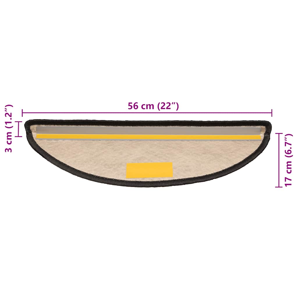 vidaXL Πατάκια Σκάλας Αυτοκόλλητα 15 τεμ. Όψη Σιζάλ Ανθρακί 56x17x3εκ.