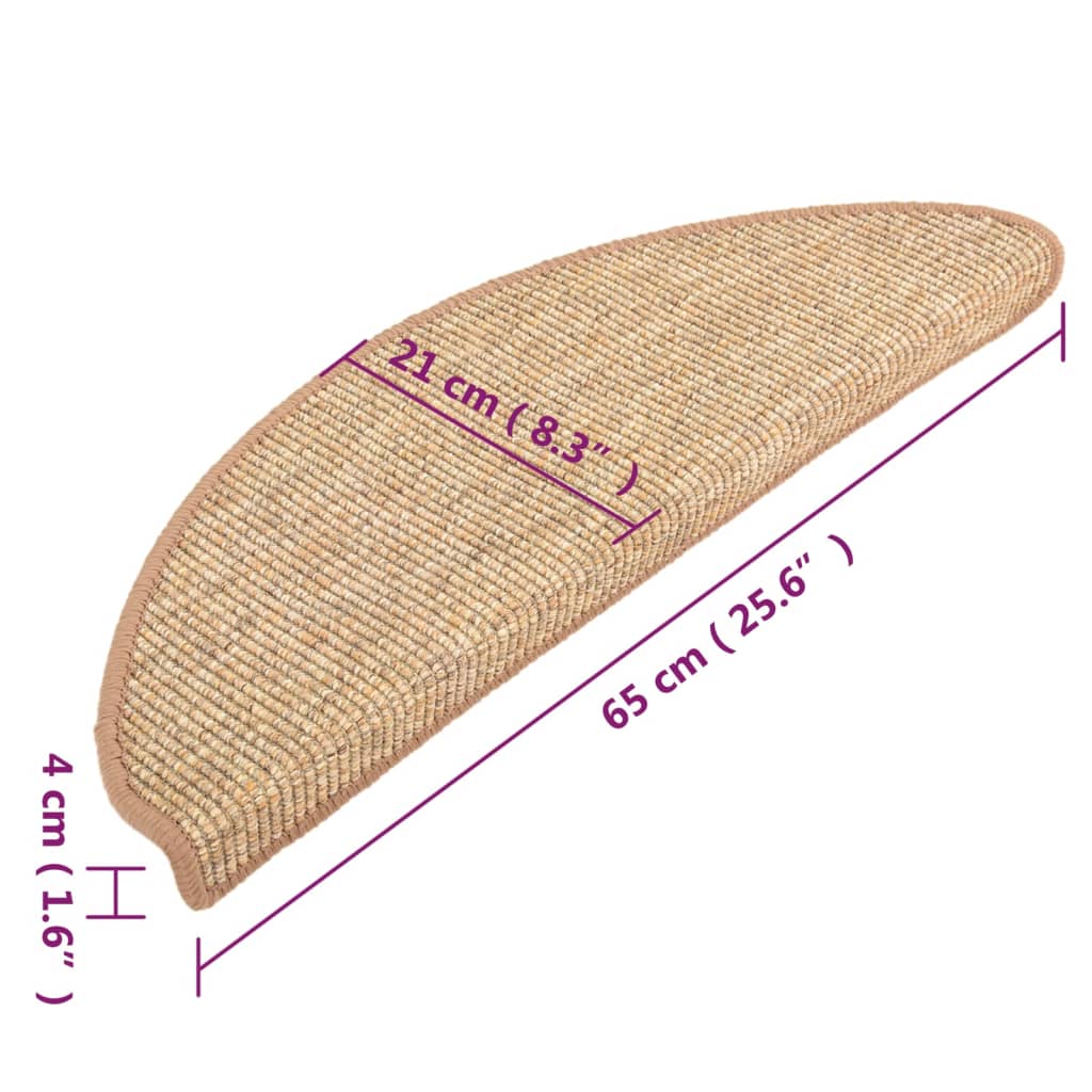 vidaXL Πατάκια Σκάλας Αυτοκόλλητα 15 τεμ. Ανοιχτό Καφέ 65x21x4 εκ.