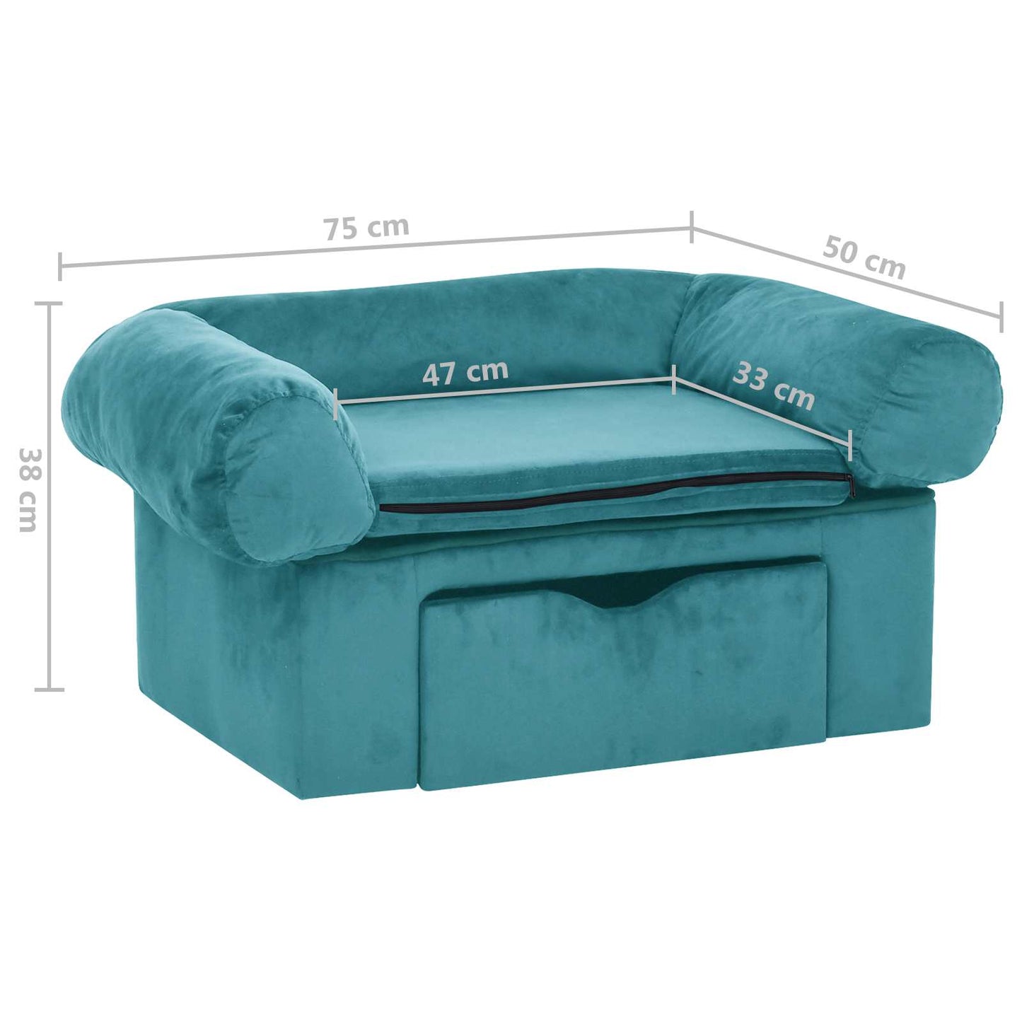 vidaXL Σοφάκι για Σκύλους Τιρκουάζ 75 x 50 x 38cm Βελουτέ