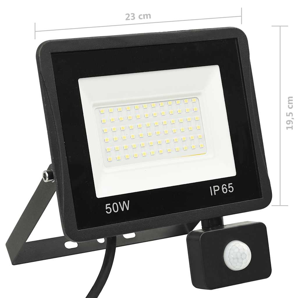 vidaXL Προβολέας LED με Αισθητήρα Ψυχρό Λευκό 50 W