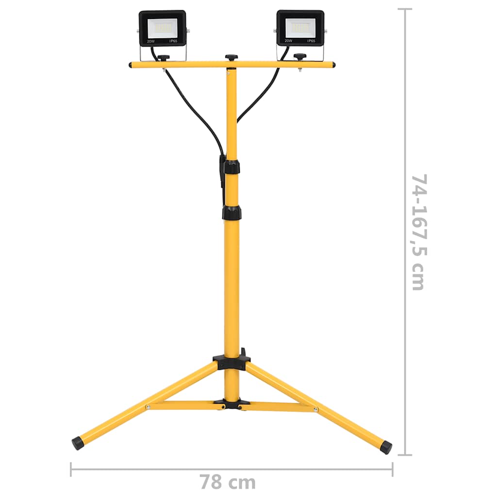 vidaXL Προβολέας LED με Τρίποδο Ψυχρό Λευκό 2 x 20 W