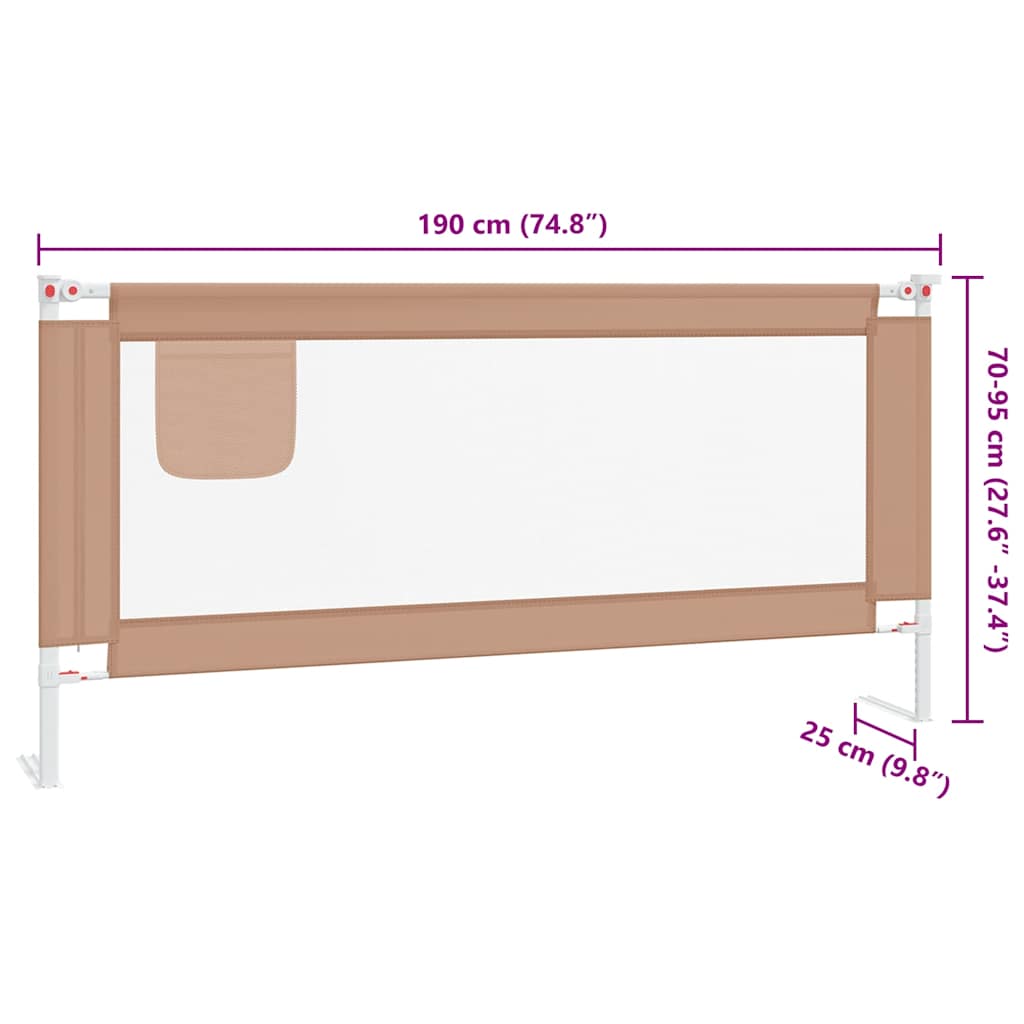 vidaXL Μπάρα Κρεβατιού Προστατευτική Taupe 190 x 25 εκ. Υφασμάτινη