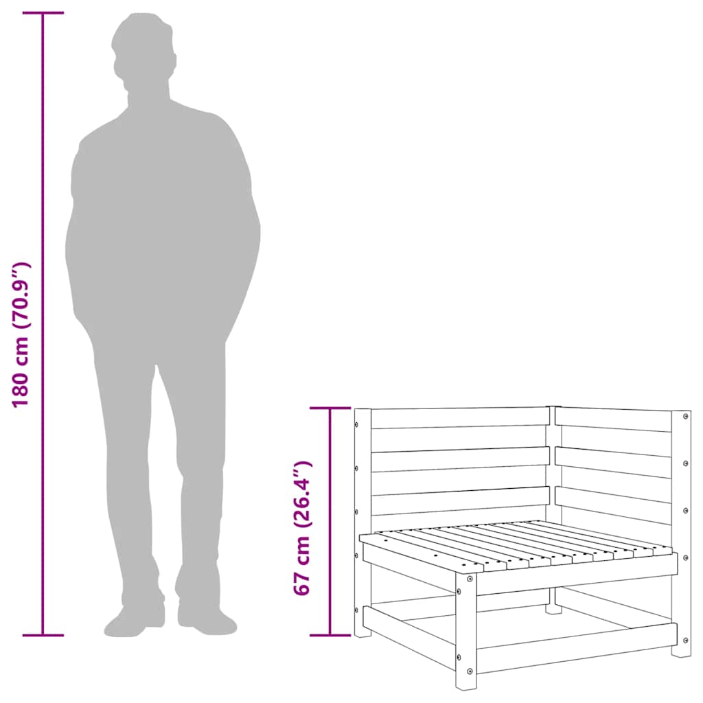 vidaXL Καναπές Κήπου Γωνιακός Καφέ Μελί από Μασίφ Ξύλο Πεύκου