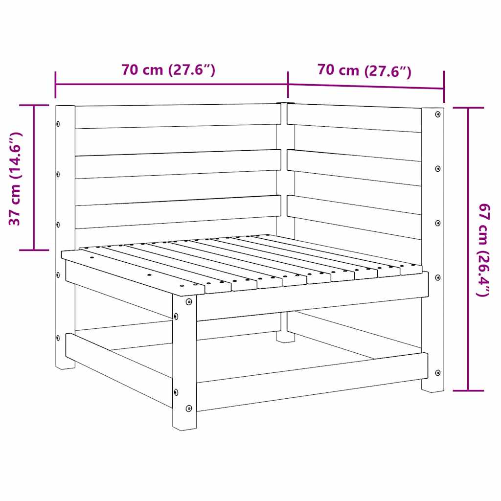 vidaXL Σαλόνι Κήπου Σετ 2 Τεμαχίων Μαύρο από Μασίφ Ξύλο Πεύκου