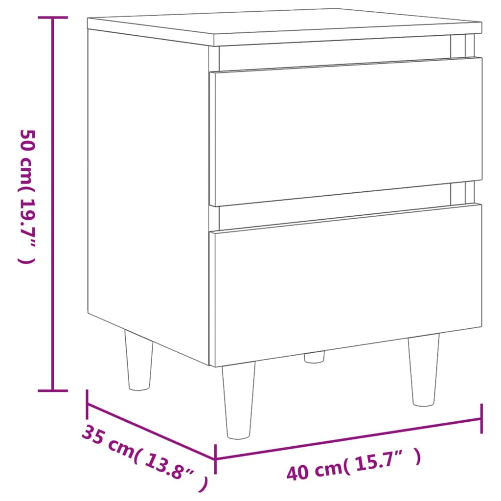 vidaXL Κομοδίνο Γκρι Σκυροδ. 40x35x50εκ. Πόδια από Μασίφ Ξύλο Πεύκου