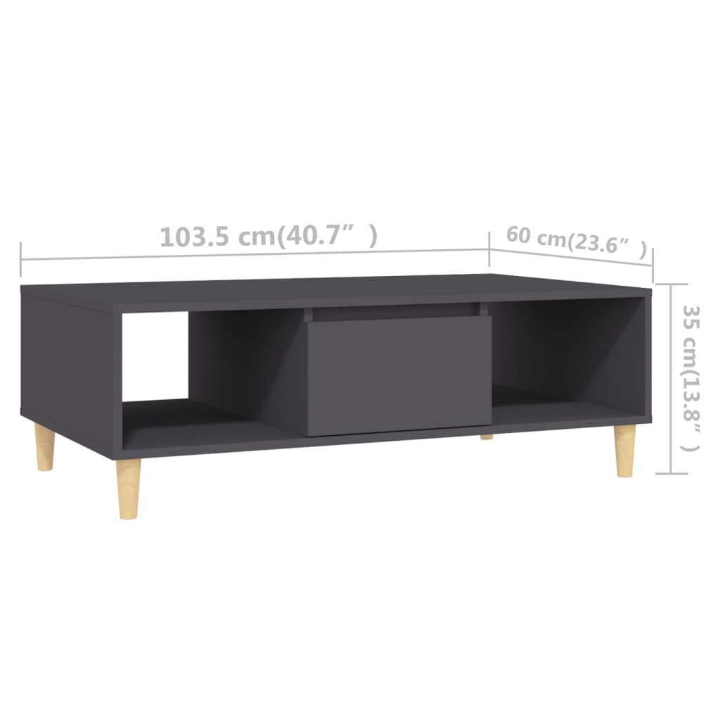 vidaXL Τραπεζάκι Σαλονιού Γκρι 103,5 x 60 x 35 εκ. από Επεξ. Ξύλο