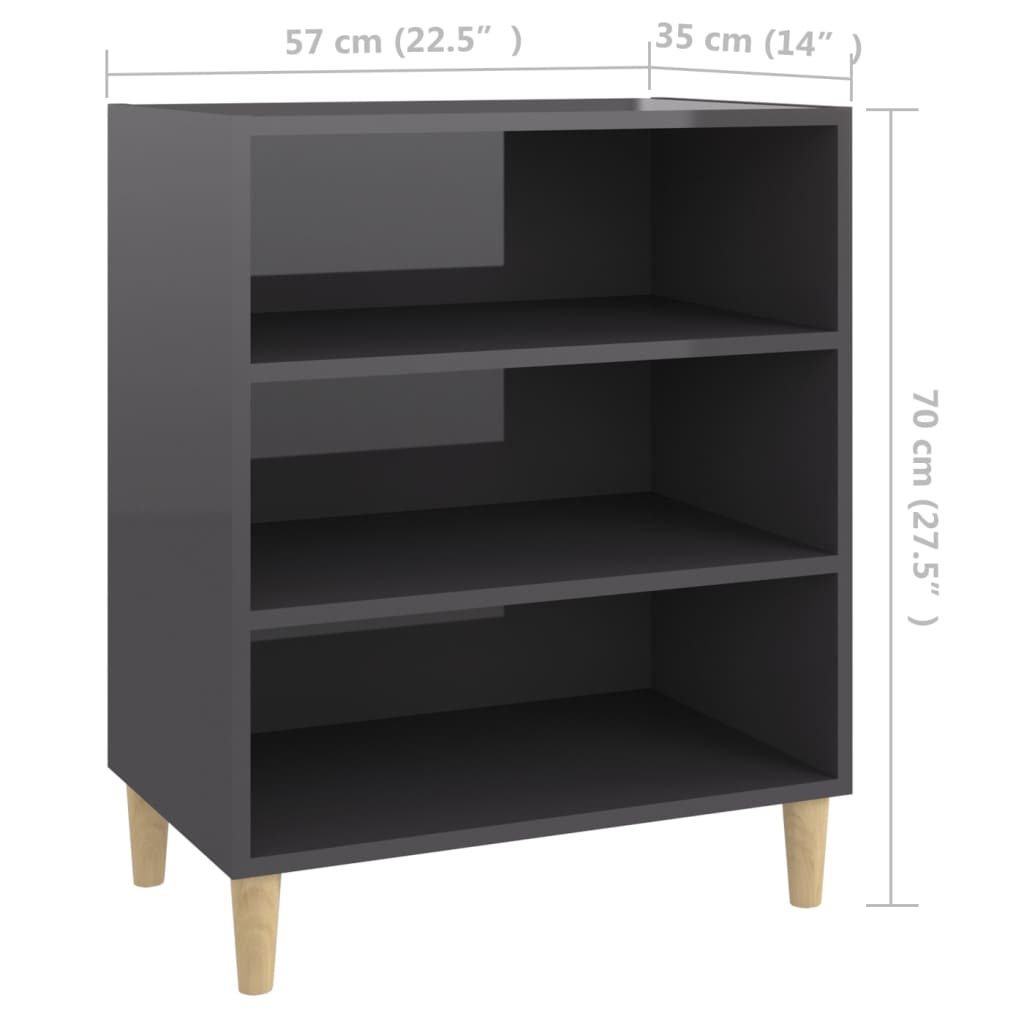 vidaXL Συρταριέρα Γυαλιστερό Γκρι 57 x 35 x 70 εκ. από Επεξ. Ξύλο