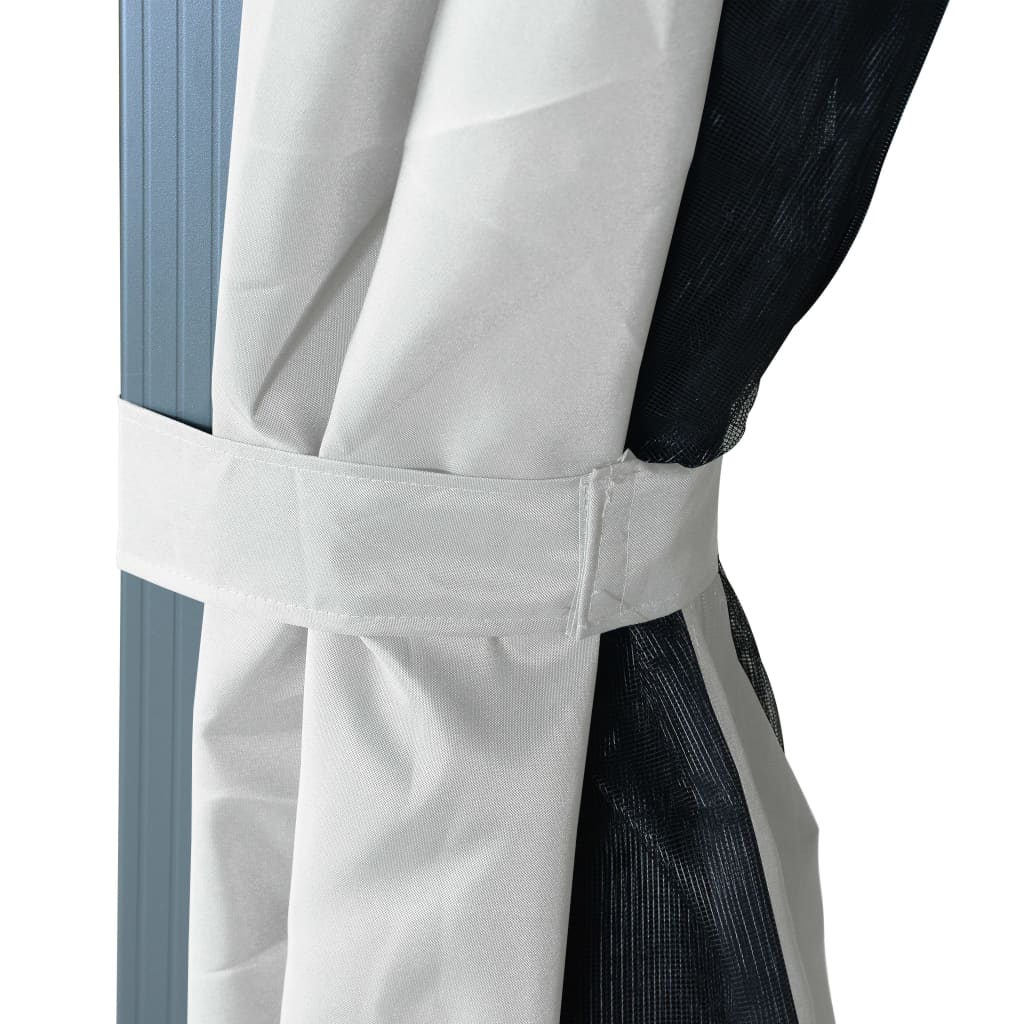 vidaXL Κιόσκι με Κουρτίνα και Φωτάκια LED Κρεμ 4 x 3 μ. Αλουμινίου