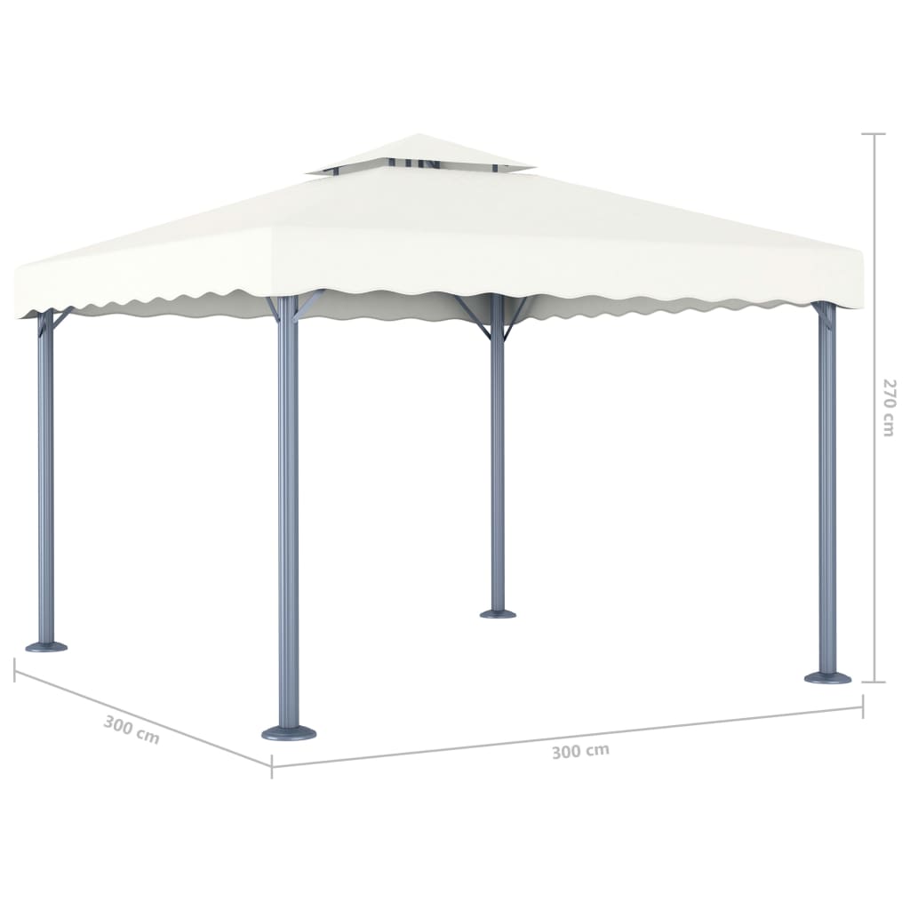 vidaXL Κιόσκι με Φωτάκια Κρεμ LED 300 x 300 εκ. Αλουμινίου