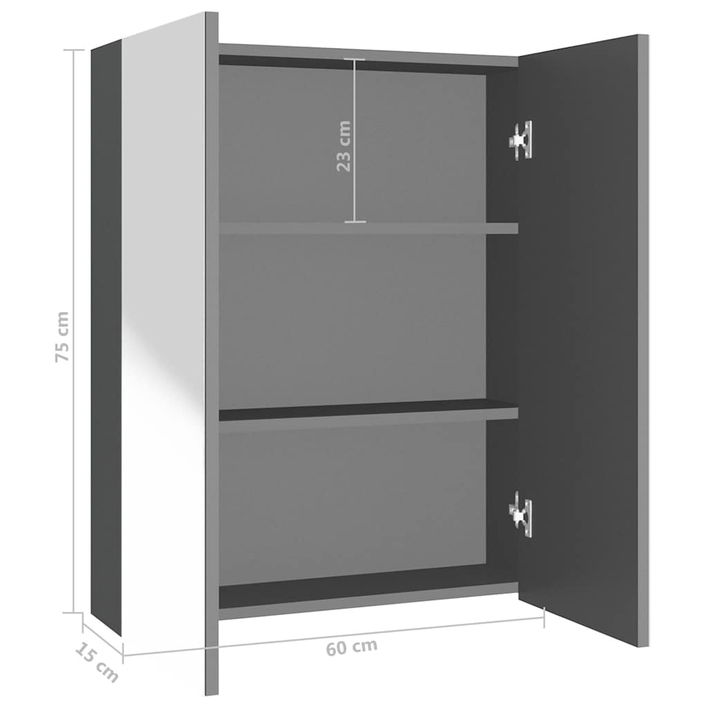 vidaXL Ντουλάπι Μπάνιου με Καθρέφτη Ανθρακί 60 x 15 x 75 εκ. από MDF