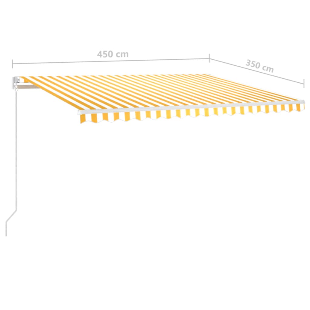 vidaXL Τέντα Συρόμενη Χειροκίνητη με LED Κίτρινο / Λευκό 450 x 350 εκ.